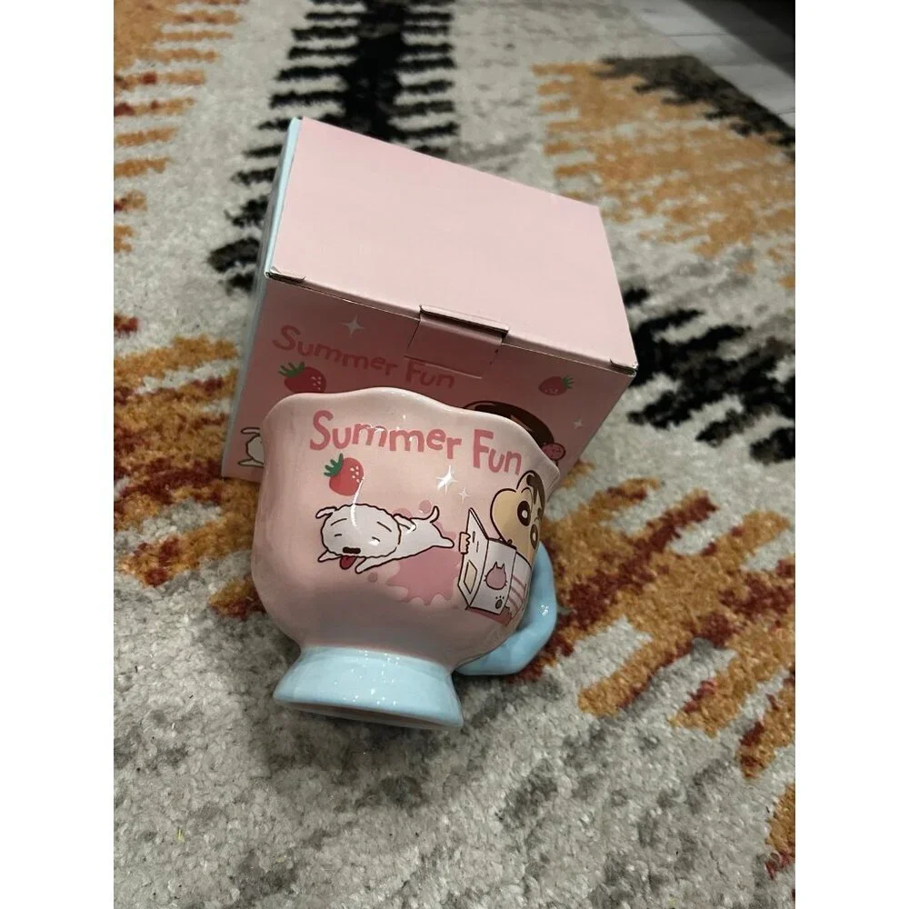 Crayon Shinchan Summer fun pink tea coffee cup mug NIB